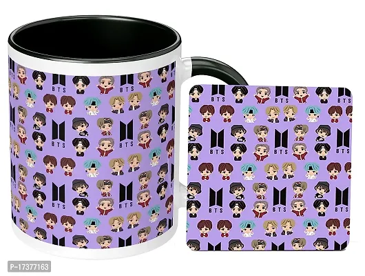 APSRA BTS Printed 3 Tone Coffee Mug (350ml) and BTS Coaster Combo Set of 2 BTS Product for Girls Boys Friends Birthday Gift (BN3BMC 9)-thumb0