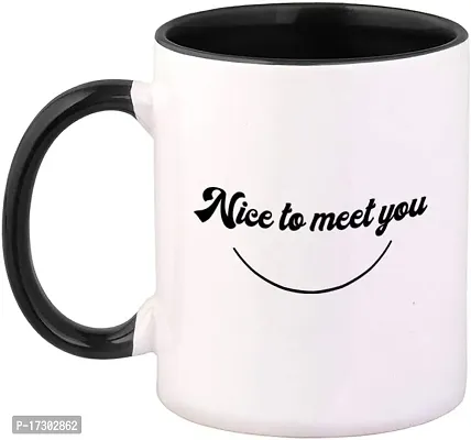 APSRA Colorful Coffee Mug Nice to Meet You Quarantine Social Distancing Lifestyle Awareness Humor Ceramic Tea Cup 11 Oz Black Inner Handle