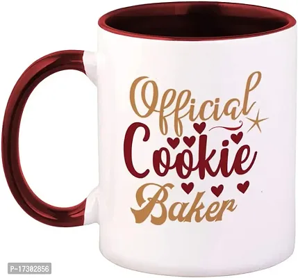 APSRA Ceramic Colorful Coffee Mug 11 Ounces Official Cookie Baker Love Star Tea Cup Gingerbread Maroon Inner Handle