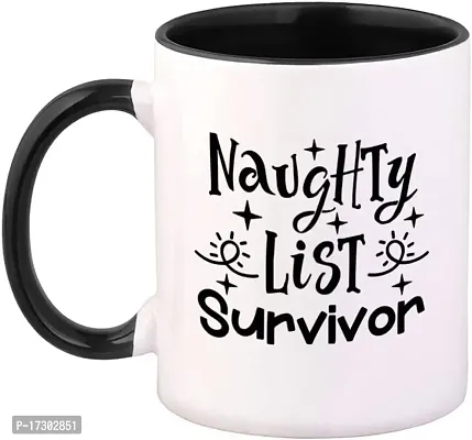 APSRA Ceramic Colorful Coffee Mug 11 Ounces Naughty List Survivor Snowflakes Style A Tea Cup Snowflakes Black Inner Handle