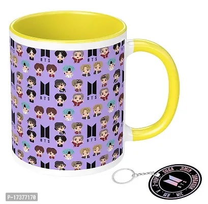 APSRA BTS Printed Mug with Keychain for Girls Boys Friends Coffee Mug for Birthday Gift| BTS Music Band V Suga J-Hope Jungkook Jin Jimin Rm BTS Coffee Mug (Mug-350ml) (BN3YMK9)-thumb0