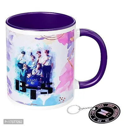 APSRA BTS Printed Mug with Keychain for Girls Boys Friends Coffee Mug for Birthday Gift| BTS Music Band V Suga J-Hope Jungkook Jin Jimin Rm BTS Coffee Mug (Mug-350ml) (BN3DPMK2)-thumb0