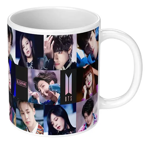 SubliKraft"" Black Pink and BTS Artist"" Printed Coffee/Tea Mug Ideal for Everyone, Best Friend, Co-Worker (330ml)