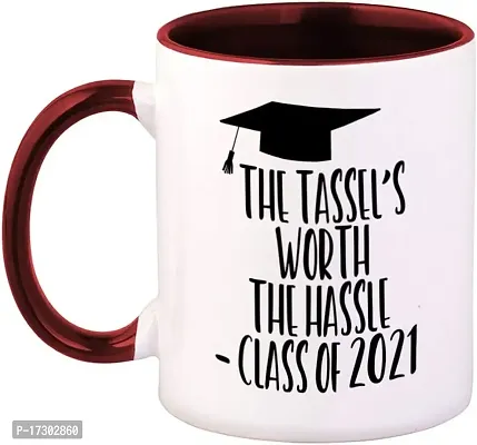 APSRA Colorful Coffee Mug The Tassle Worth Hassle Class of 2021 Grad Graduation 2020 Senior Holidays and Occasions School Ceramic Tea Cup 11 Oz Maroon Inner Handle