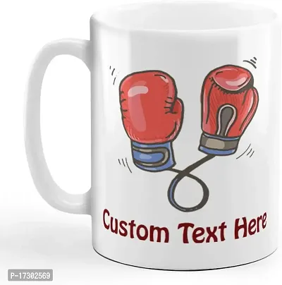 APSRA Custom Funny Coffee Mug Coffee Cup Boxing Gloves White Ceramic Tea Cup 11 Ounces Text Here