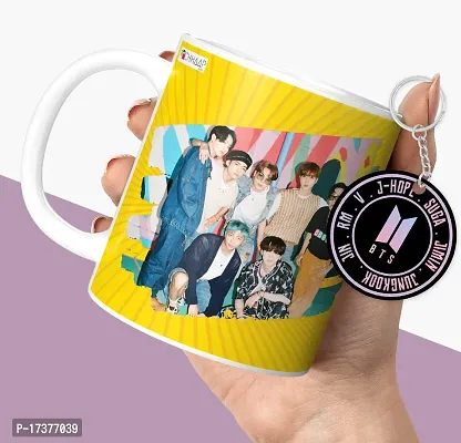 APSRA BTS Printed Mug with Keychain for Girls Boys Birthday Gift for Friends BTS Music Band V Suga J-Hope Jungkook Jin Jimin Rm BTS Mug (Coffee Mug-350ml) -B61WMK 17-thumb0