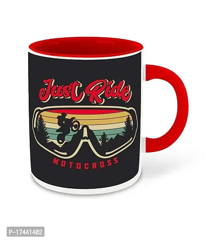 APSRA - Biking Inspired Designer Printed Red Ceramic Coffee |Tea | Milk Mug (Gift | Sports | Motivational Quotes | Hobby | Riding) (Multi 13)