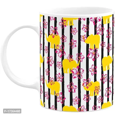 APSRA Pattern Mug Cat Elephant Owl Bird Animal Horse Unicorn Leaves Dog Panda Deer Fish Floral Flower Pattern Designer Microwave 350 ml Ceramic Coffee Mug Pack of 1(PW-44)61390-thumb0