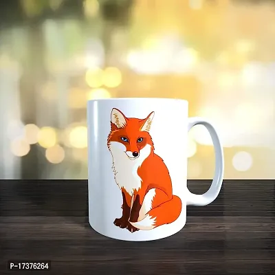 APSRA Fox Design Mug Printed on Coffee Mug-1 Piece Multicolour 350 Ml