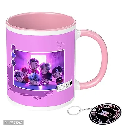 APSRA BTS Printed Mug with Keychain for Girls Boys Friends Coffee Mug for Birthday Gift| BTS Music Band V Suga J-Hope Jungkook Jin Jimin Rm BTS Coffee Mug (Mug-350ml) (BN3PMK3)-thumb0