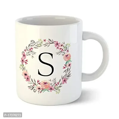 APSRA S Alphabet Printed Coffee Mug with Colorful Floral Design|Gifitng Mug for Loved Ones |Birthday Gift|Wedding Gift|Anniversary Gift - 1 Piece Multicolour 325 Ml-thumb0