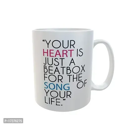 APSRA Your Heart is Just A Beat Box for The Song of Your Life Printed Coffee Mug|Gifting Mug|Mug for Music Lovers - 1 Piece Multicolour 325 Ml