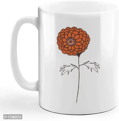 APSRA Custom Funny Coffee Mug Coffee Cup Marigold Silhouette Dark Orange White Ceramic Tea Cup 11 Ounces Design Only