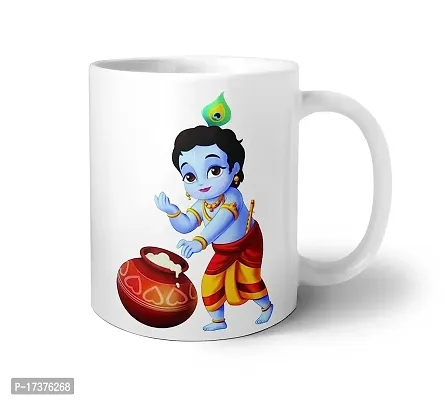 APSRA Lord Krishna Makhan Chor Printed Coffee Mug|Gifting Mug for Krishna Lovers - 1 Piece Multicolour 325 Ml