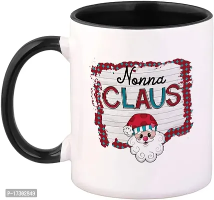 APSRA Ceramic Colorful Coffee Mug 11 Ounces Nonna Claus Carolling Tea Cup Carolling Black Inner Handle