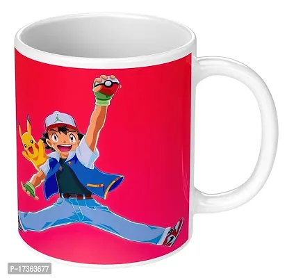 APSRA Print Pikachu Mug|Ash  Pikachu Mug|Ash and Pikachu Mug|Pikachu Cup|Cartoon Mug Ceramic Coffee Mug Cup Pack of 1(MG-190)60680