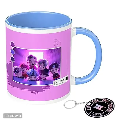 APSRA BTS Printed Mug with Keychain for Girls Boys Friends Coffee Mug for Birthday Gift| BTS Music Band V Suga J-Hope Jungkook Jin Jimin Rm BTS Coffee Mug (Mug-350ml) (BN3SBMK3)-thumb0