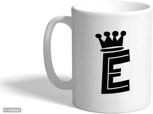 APSRA Ceramic Coffee Mug 11 OuncesECrown Initial Letter E White Tea Cup Design Only