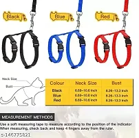 Cat Adjustable Nylon Harness Strap Collar with Leash Set Small Pet Walking for Kitten- Plain (Black)-thumb1