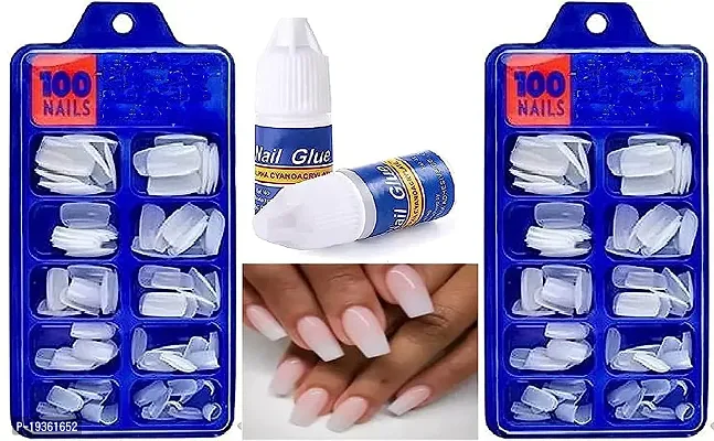 200 pcs White Nails and 2 pcs Nail Glue Combo