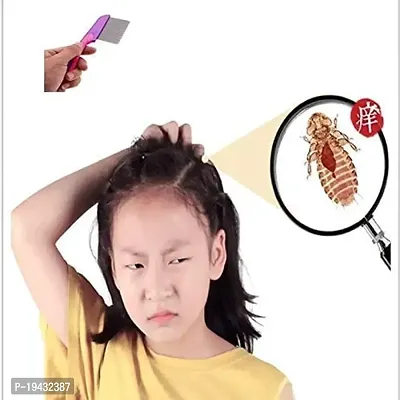 Long Handle New Lice Treatment Comb for Head Lice/Nit Lice Egg Removal Stainless steel Long Teeth For Men Women - Color May Vary-thumb2