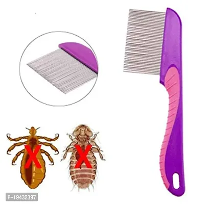 Long Handle New Lice Treatment Comb for Head Lice/Nit Lice Egg Removal Stainless steel Long Teeth For Men Women - Color May Vary-thumb3