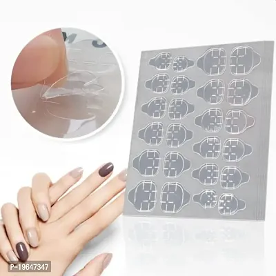 4 Sheets Double-sided Nail Jelly Sticker Waterproof Breathable Glue Tabs Jelly Glue Adhesive Tabs Super Sticky Fake Nail Glue Stickers for Manicure(4 sheets 96 pcs)