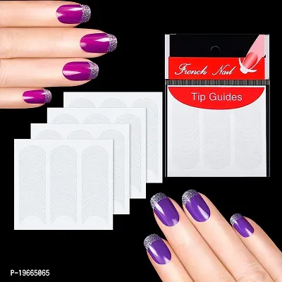 3 Style Fake Nail Art Stickers Tips Sticker Form Fringe Guides Stencils, Pack of 5 Sheets