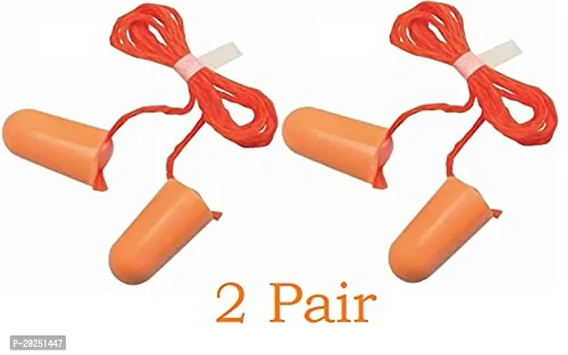 EAR PLUG Soft Silicone Resuable Portable Noise Reduction Waterproof Wired Corded Ear Plugs Snoring Sleeping Swimming Travelling Water Resistant (Pack of 2) Ear Plug (Orange)