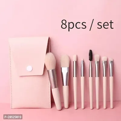 8 Pcs Brush Set With Pouch, Makeup Brushes Premium Synthetic Kabuki Foundation, Concealers, Eye Shadows Professional Blush, Face Powder, Highlighter, Contour, Blending Eyeliner (MULTICOLOR)-thumb0