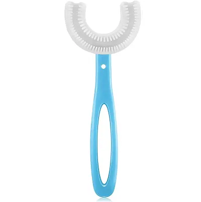 Achanchi U Shaped Toothbrush For Kids Manual Whitening Toothbrush Silicone Brush Head for Kids Children Infant Toothbrush For 2-6 Years Mouth-Cleaning Pack of 1