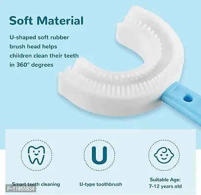 Achanchi U Shaped Toothbrush For Kids Manual Whitening Toothbrush Silicone Brush Head for Kids Children Infant Toothbrush For 2-6 Years Mouth-Cleaning Pack of 1-thumb4