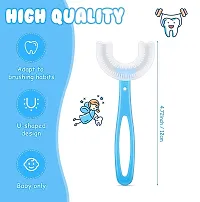 Achanchi U Shaped Toothbrush For Kids Manual Whitening Toothbrush Silicone Brush Head for Kids Children Infant Toothbrush For 2-6 Years Mouth-Cleaning Pack of 1-thumb1