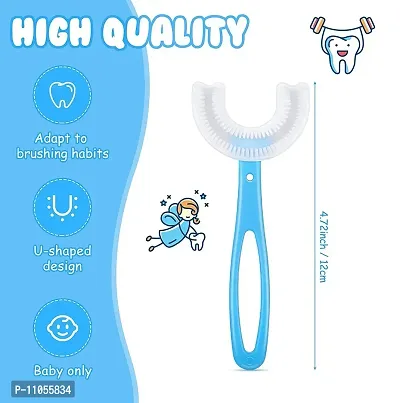 Achanchi U Shaped Toothbrush For Kids Manual Whitening Toothbrush Silicone Brush Head for Kids Children Infant Toothbrush For 2-6 Years Mouth-Cleaning Pack of 1-thumb2