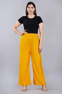 Dua Fashion Hub Plain Multicoloured Women's Straight fit Rayon Palazzo Pants (Free Size Combo Pack of 2) (Yellow + Cream)-thumb1
