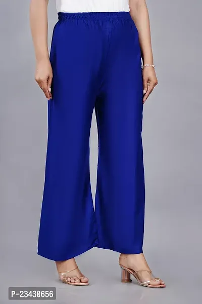 Dua Fashion Hub Plain Multicoloured Women's Straight fit Rayon Palazzo Pants (Free Size Combo Pack of 2) (Blue + Dark Blue)-thumb5
