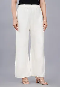 Dua Fashion Hub Plain Multicoloured Women's Straight fit Rayon Palazzo Pants (Free Size Combo Pack of 2) (White+Black)-thumb3