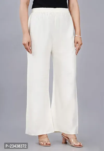 Dua Fashion Hub Plain Multicoloured Women's Straight fit Rayon Palazzo Pants (Free Size Combo Pack of 2) (White+Black)-thumb4