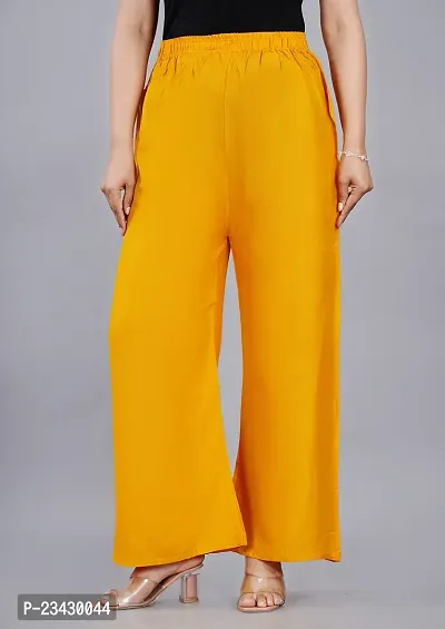 Dua Fashion Hub Plain Multicoloured Women's Straight fit Rayon Palazzo Pants (Free Size Combo Pack of 2) (Yellow + Blue)-thumb3