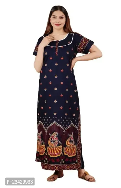 MALIKTRADINGCOMPANY Women's Cotton Printed Maxi Nightgown Long Nighty Sleepwear for Ladies Soft Comfortable Design