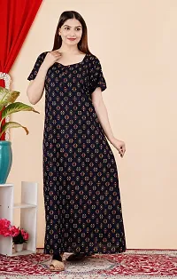 MALIKTRADINGCOMPANY Women's 100% Cotton Printed Maxi Nightgown Long Nighty Sleepwear for Ladies Super Soft Comfortable Design-thumb2