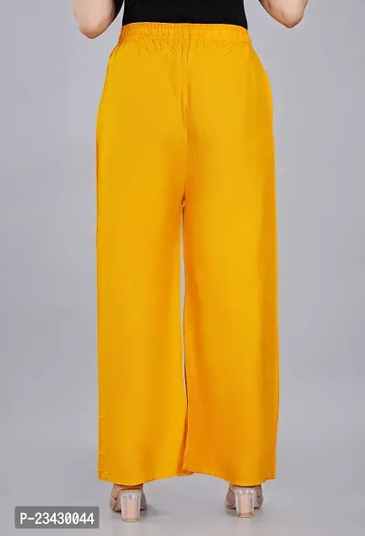 Dua Fashion Hub Plain Multicoloured Women's Straight fit Rayon Palazzo Pants (Free Size Combo Pack of 2) (Yellow + Blue)-thumb5