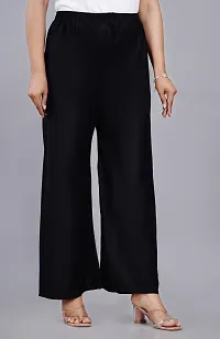 Dua Fashion Hub Plain Multicoloured Women's Straight fit Rayon Palazzo Pants (Free Size Combo Pack of 2) (White+Black)-thumb4