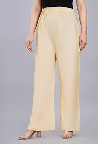 Dua Fashion Hub Plain Multicoloured Women's Straight fit Rayon Palazzo Pants (Free Size Combo Pack of 2) (Cream + Grey)-thumb3