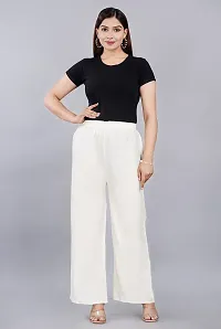 Dua Fashion Hub Plain Multicoloured Women's Straight fit Rayon Palazzo Pants (Free Size Combo Pack of 2) (White+Cream)-thumb1
