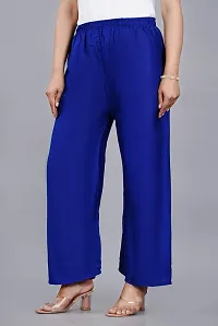 Dua Fashion Hub Plain Multicoloured Women's Straight fit Rayon Palazzo Pants (Free Size Combo Pack of 2) (Blue + Dark Blue)-thumb2