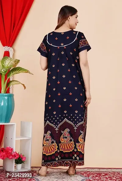 MALIKTRADINGCOMPANY Women's Cotton Printed Maxi Nightgown Long Nighty Sleepwear for Ladies Soft Comfortable Design-thumb2