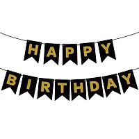 DECORATIONS Solid Happy Birthday Decoration Items or Kit with Happy Birthday Black Banner Set of 13 Letters with 30 HD Metallic Balloons Gold , Silver  Red for Foil Balloons Decoration / Party-thumb1