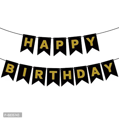 DECORATIONS Solid Happy Birthday Decoration Items or Kit with Happy Birthday Black Banner Set of 13 Letters with 30 HD Metallic Balloons Gold , Silver  Red for Foil Balloons Decoration / Party-thumb2