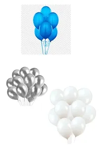 1Pcs Happy Birthday Banner Blue + 1pcs Blue Fringe / Curtain + 30pcs Blue, Silver, White Matellic Balloons Combo-thumb1